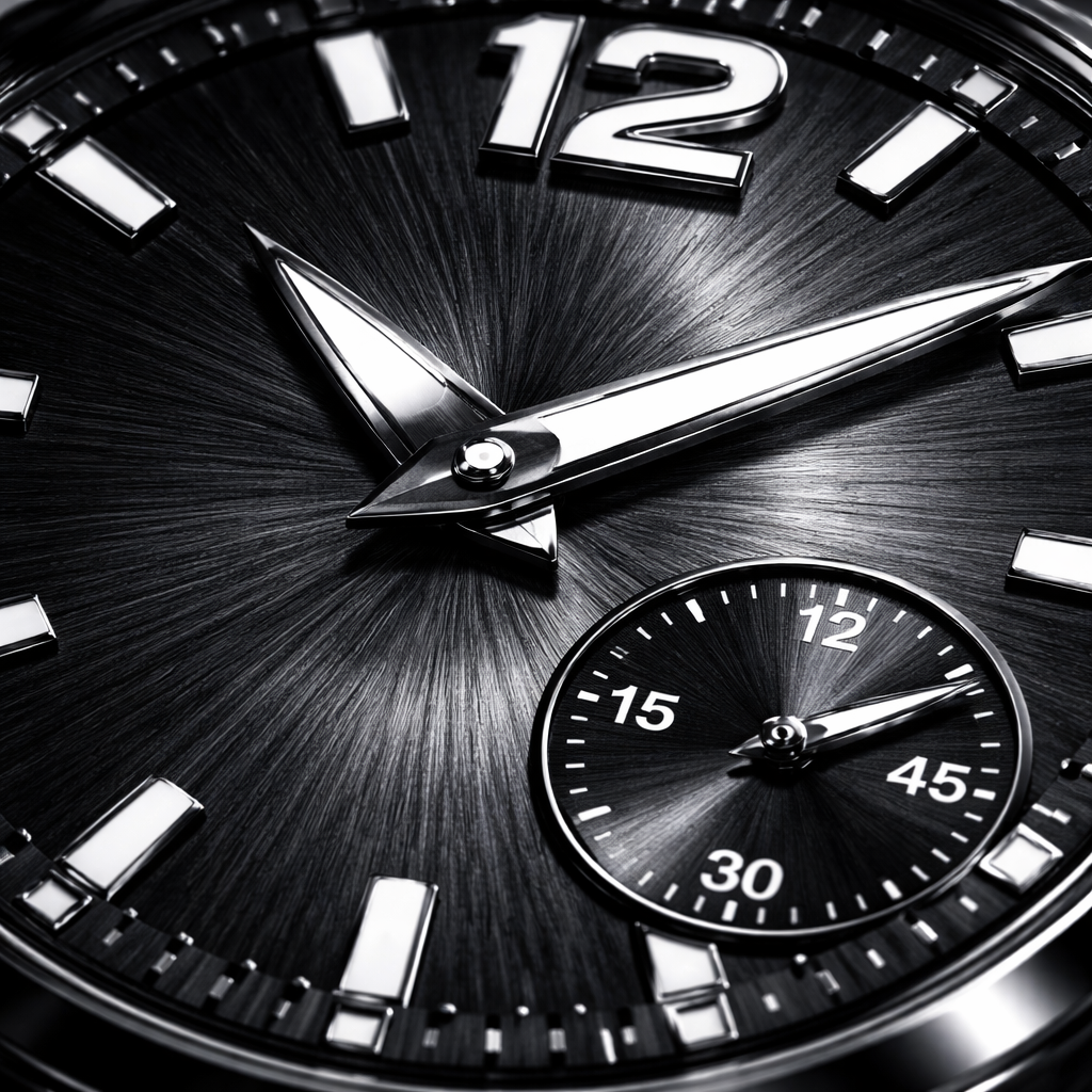 Brushed metal watch dial