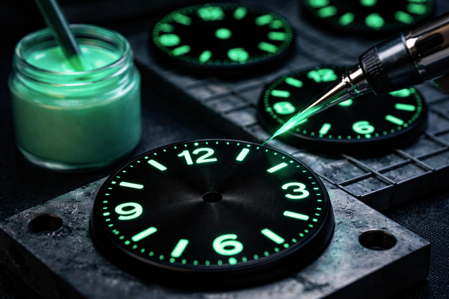 Luminous watch dial glow