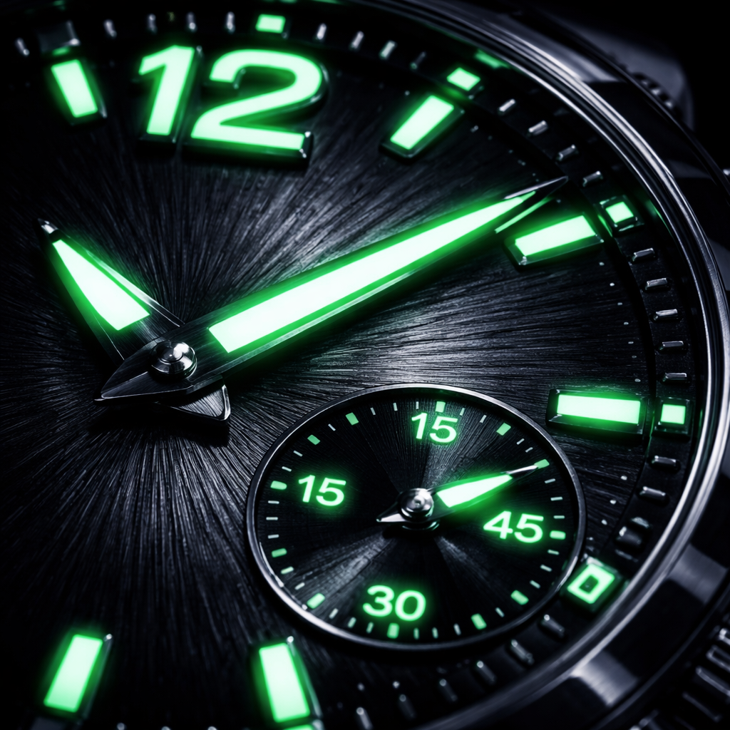 Luminous watch dial in low light