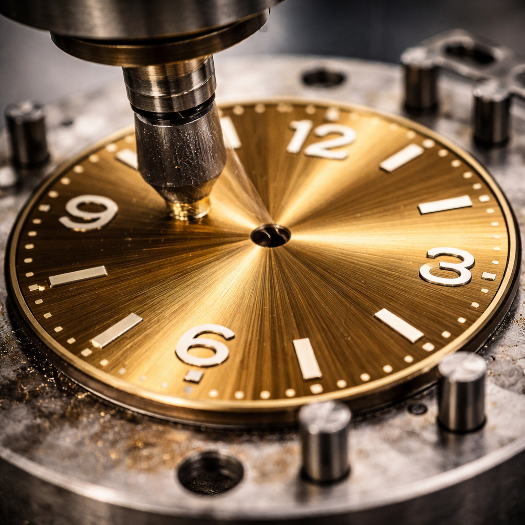 Sunburst metal watch dial finish